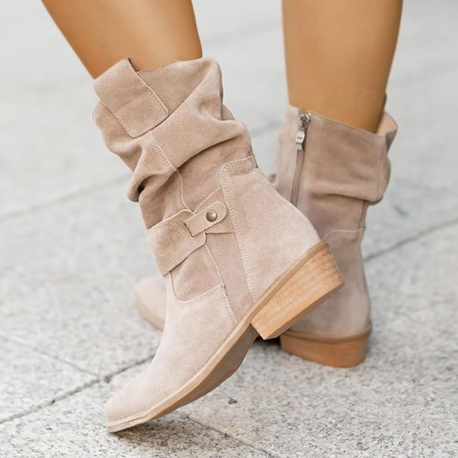 boots-daim-femme-416gnl-1.jpg tinetill Bottines en Daim Femme Bottines à Fermeture éclair Chaussures D'hiver Plissées Avec Fermeture éclair Bottines à Talons Bas Élégantes Couleur Unie Chaussures : Amazon.fr: Mode – Image 1