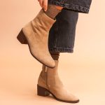 Bottines Beige Boots En Daim Ankle Boots Bottines Nubuck Femme Bottines Chelsea Ankle Boots