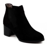 Bottines, aspect daim noires, femme petite pointure, talon 6 cm, Nytva.