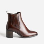 Boots à talon marron en cuir