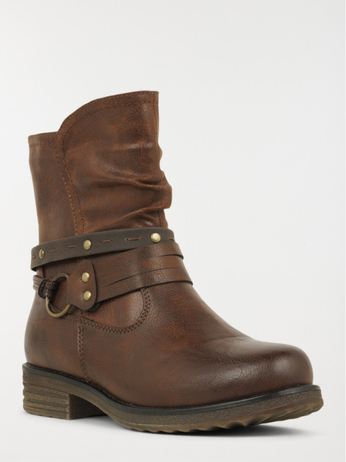 boots-femme-marron-704aka-1.jpg Bottines plates femme marron (36 41) – Image 1