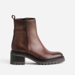 Boots TEXTO marron en cuir semelle crantée