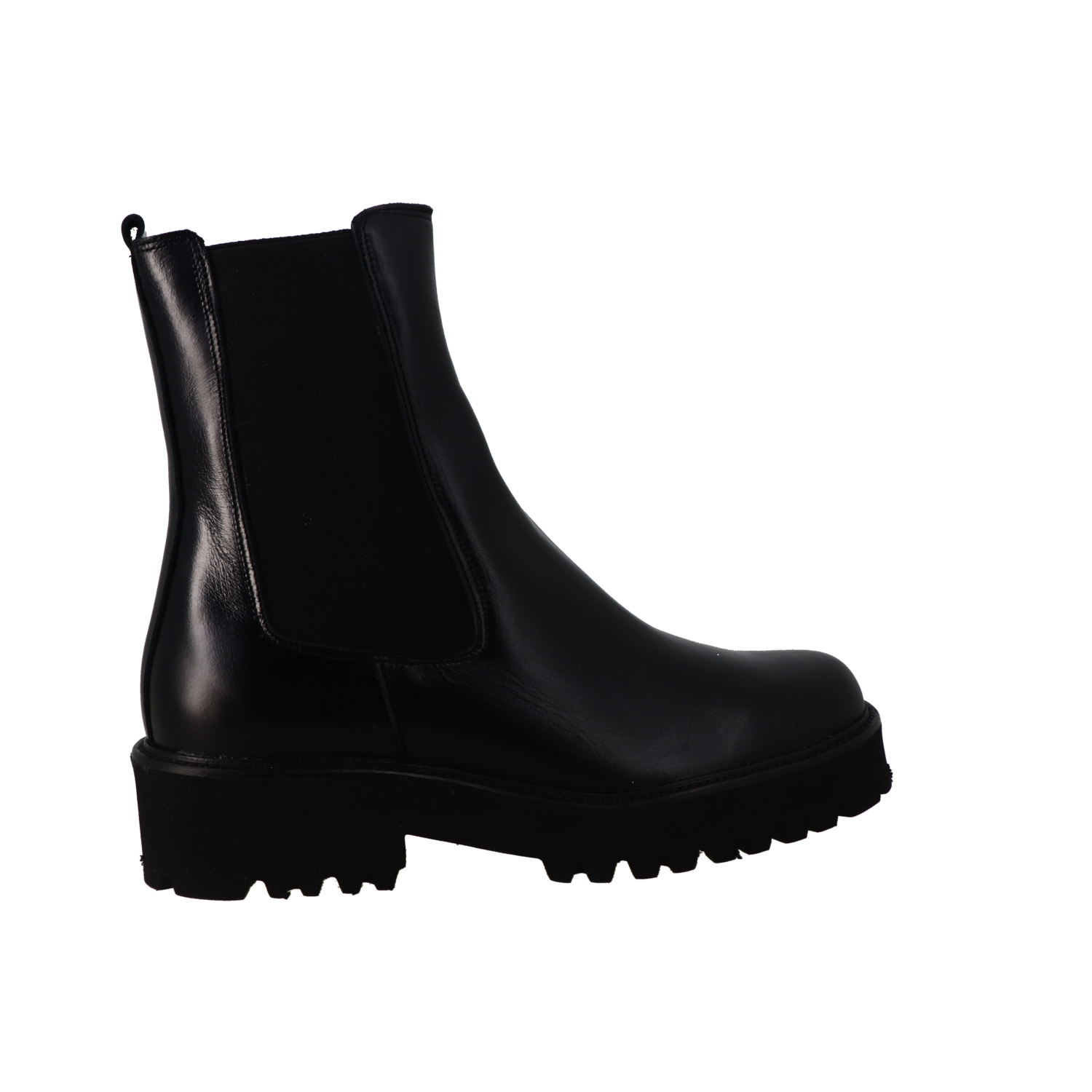 boots-femme-noir-669kcx.png Boots femme Chelsea cuir, semelle épaisse crantée, marque WILLIAMS.H, couleur noire – Image 1