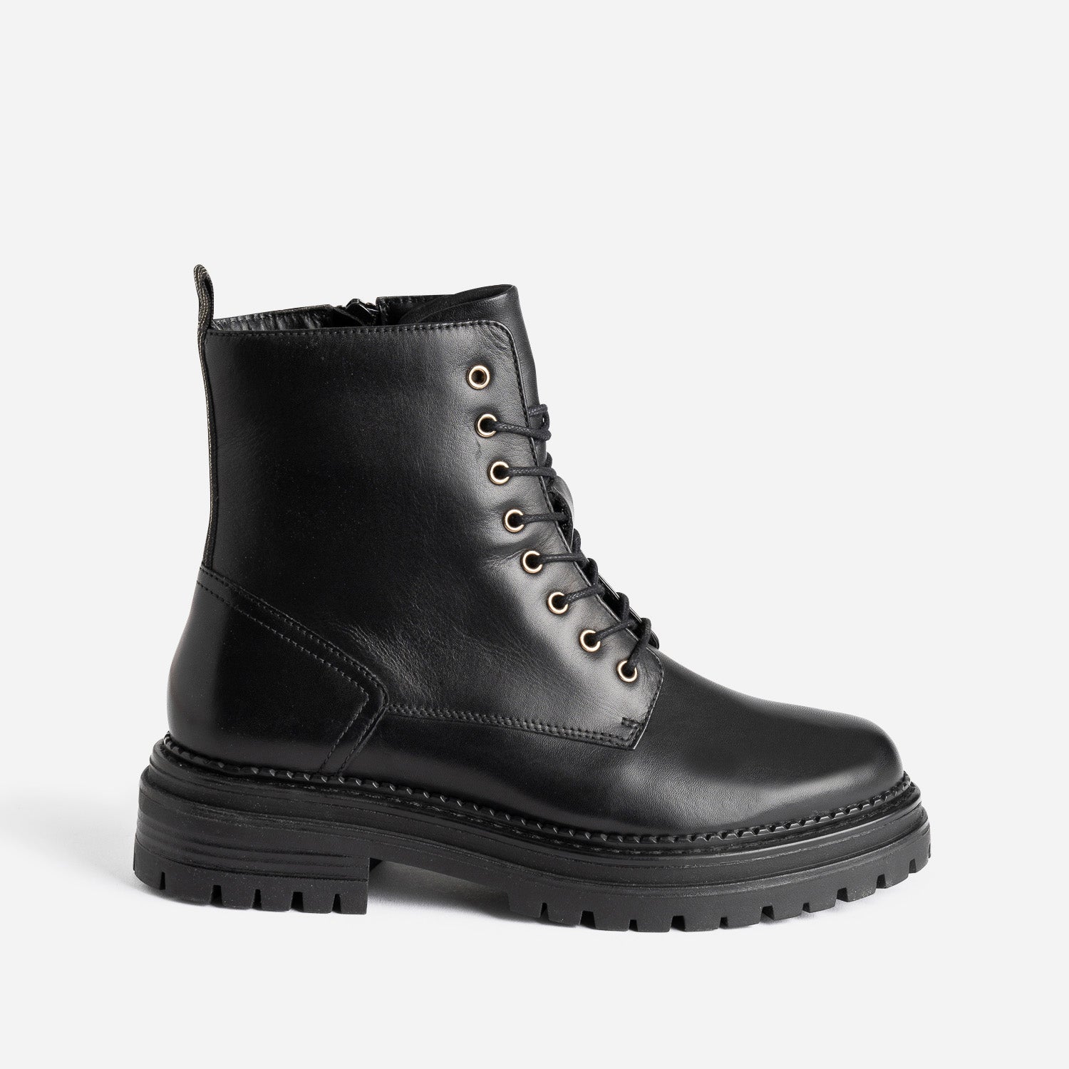 boots-noir-578qgt-1.jpg Bottine TEXTO noire en cuir à galon rayé – Image 1