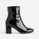 Boots noir verni à zip arrière