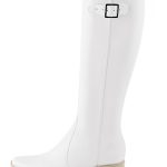 Bottes cavalière habillées femme sur mesure en cuir blanc pur à semelle en cuir de 4.5 cm Florence Kooijman
