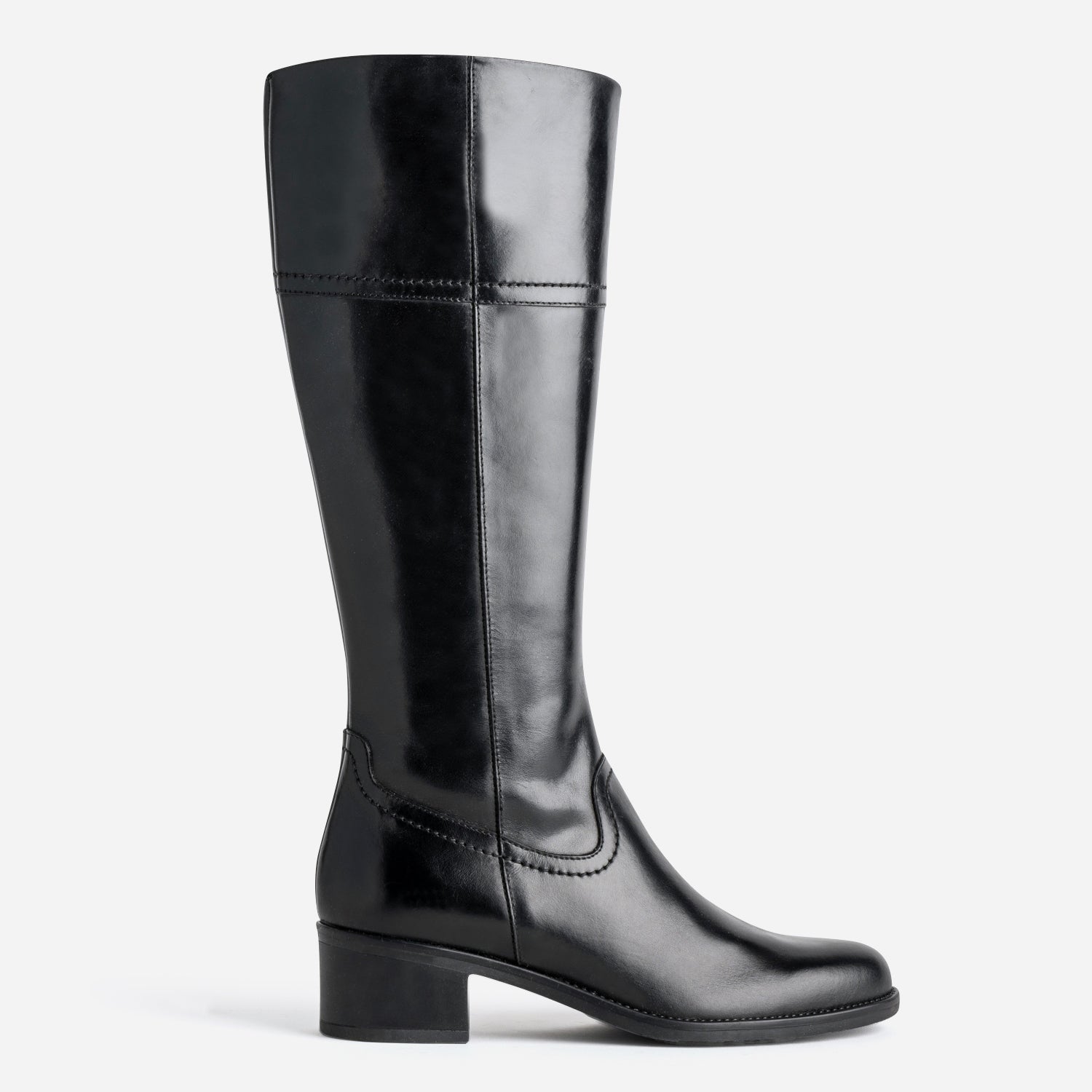 botte-cavaliere-338guy-1.jpg Botte noire en cuir forme cavalière – Image 1