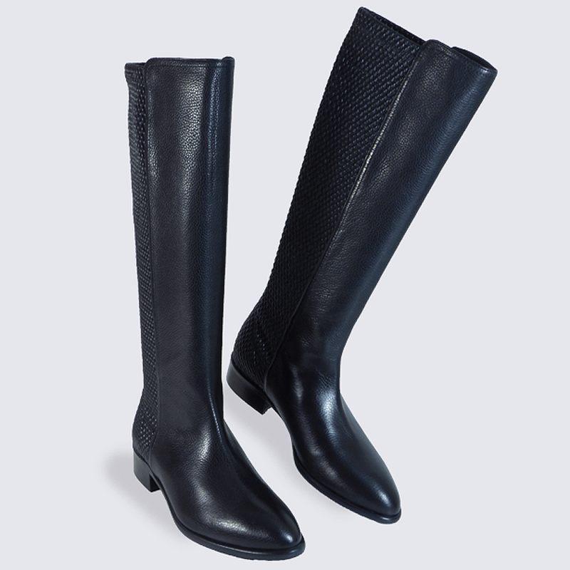 botte-cavaliere-femme-225aov.png Botte Moda di Fausto, bottes cavalières femme en cuir noir | Igert Chaussure&Maroquinerie – Image 1