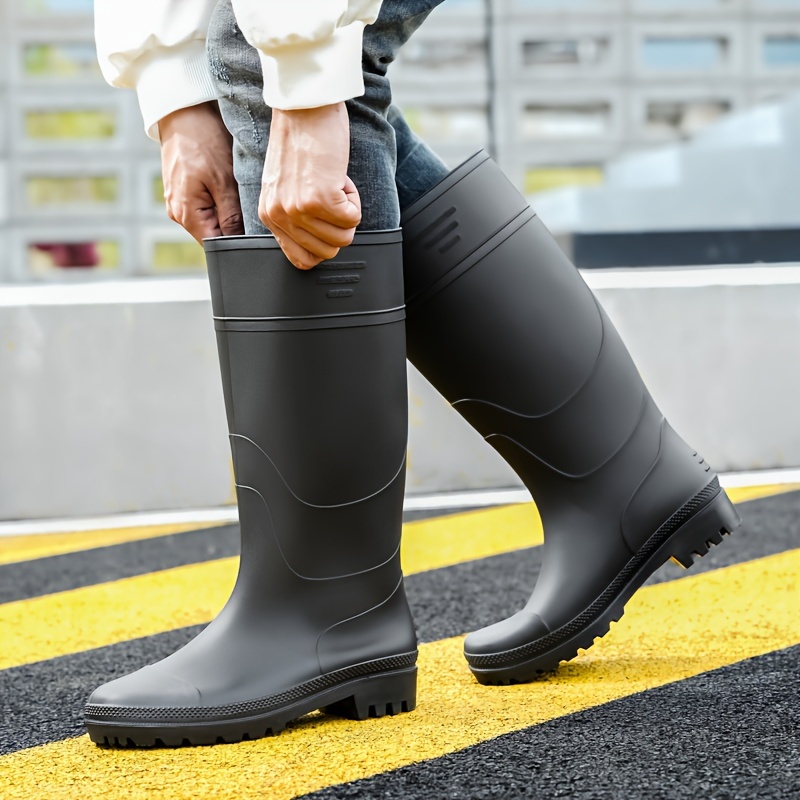 botte-de-pluie-homme-157xwb-1.jpg Caoutchouc Imperméable Bottes De Pluie Homme – Caoutchouc Doublé, Mi hautes, Imperméables, Jardin, Travail, Sécurité – Image 1