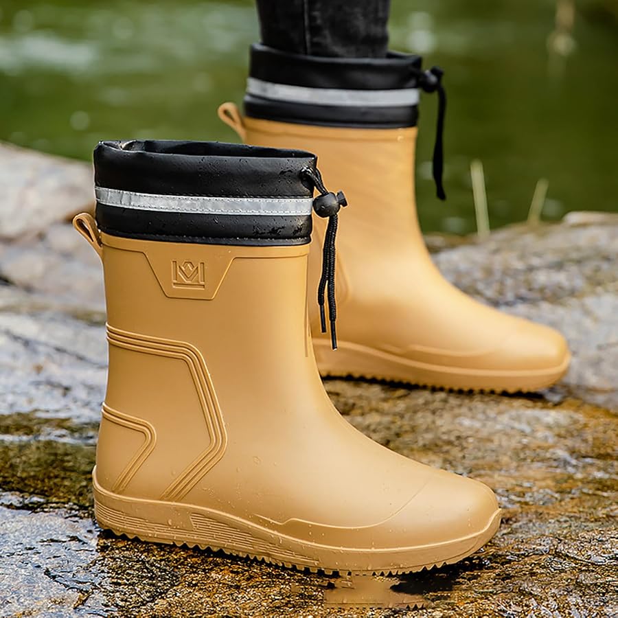 botte-de-pluie-homme-241yzo-1.jpg Bottes de pluie mi hautes imperméables pour homme Bottes en caoutchouc antidérapantes et résistantes à l'abrasion Légères et respirantes ... – Image 1