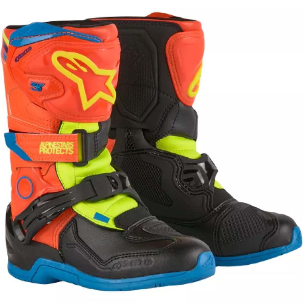 botte-motocross-461tvi.webp Bottes Enfant Cross Alpinestars Tech 3S Orange Jaune Fluo Bottes Cross Enfant – Image 1