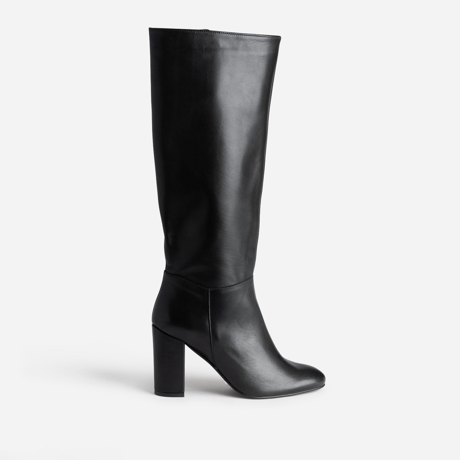 botte-talon-femme-950wel-1.jpg Botte à talon noire en cuir – Image 1