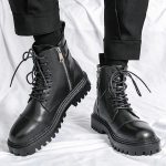 ARPINO Bottines à Lacets Homme Cuir Bottes de Moto à Bout Rond,Noir,44 EU : Amazon.fr: Mode
