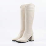 Botte haute blanc Simili Cuir Femme Élégantes bottes blanches à bout pointu