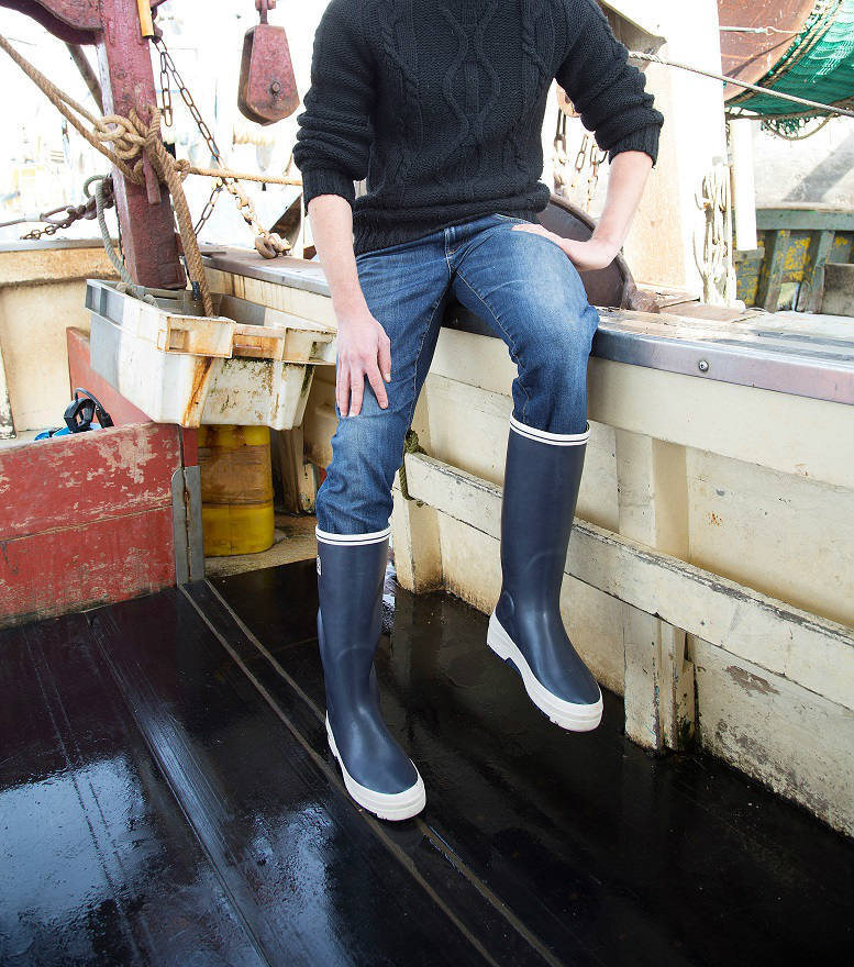 bottes-caoutchouc-homme-386yph-1.jpg Botte AMIRAL Marine pour Homme en Caoutchouc Marine Maritime Rouchette – Image 1