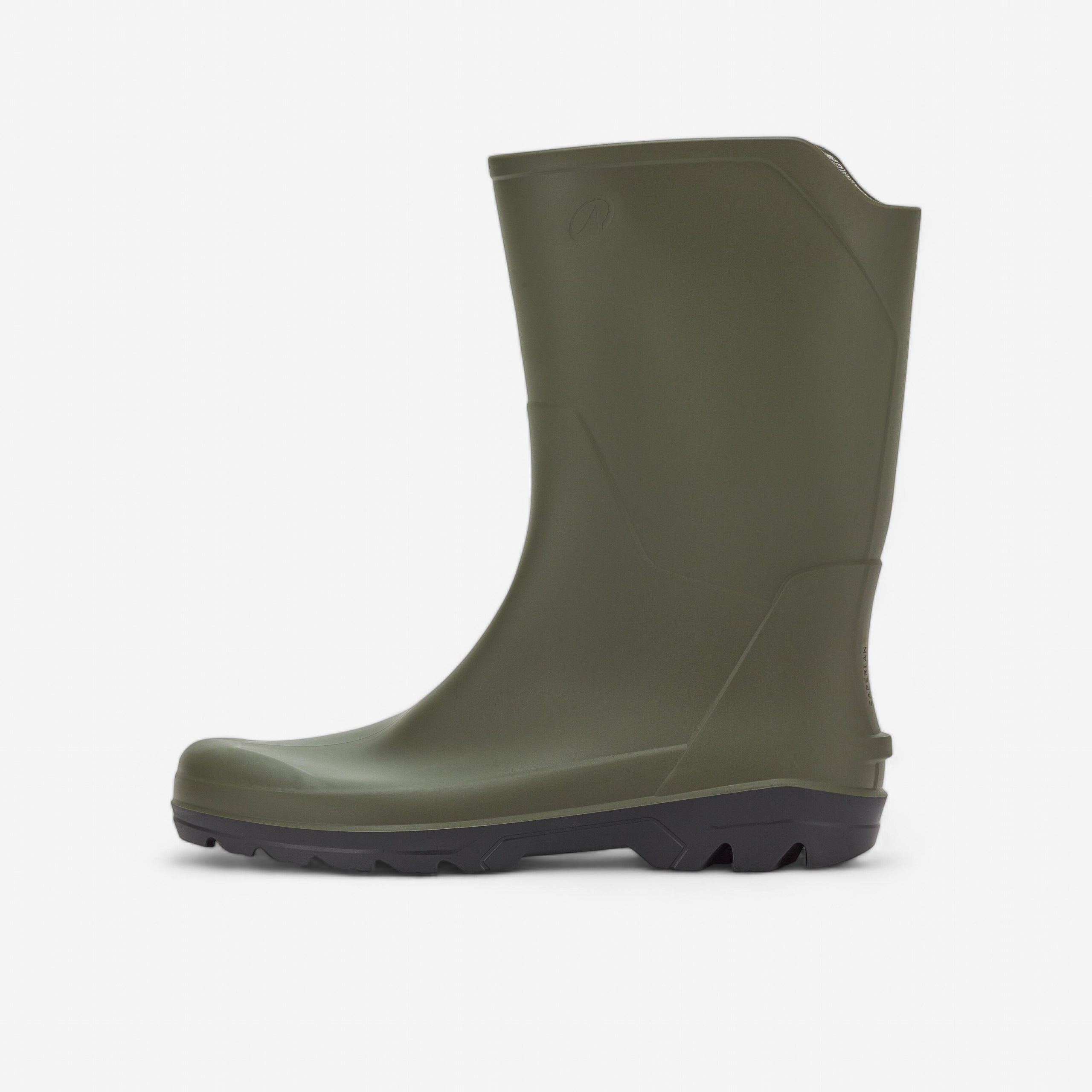 bottes-caoutchouc-homme-431bts-1.jpg Bottes de pluie imperméables courtes et légères homme LAND 100 vertes – Image 1