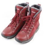 Chaussures chaudes d'hiver pour femme en cui hydro rouge matelassé et fourré en laine de mouton