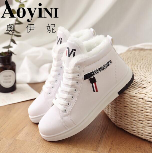 bottes-chaudes-femme-855qih-1.jpg bottes d'hiver femmes bottines chaudes hiver femme chaussures Sneakers appartements à lacets dames chaussures femmes bottes de neige courtes – Image 1