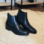 Bottines Chelsea femmes en cuir noir