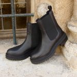 Bottines Chelsea crantées cuir noir
