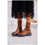 Boots Chelsea camel plateforme, tige façon chaussette 36