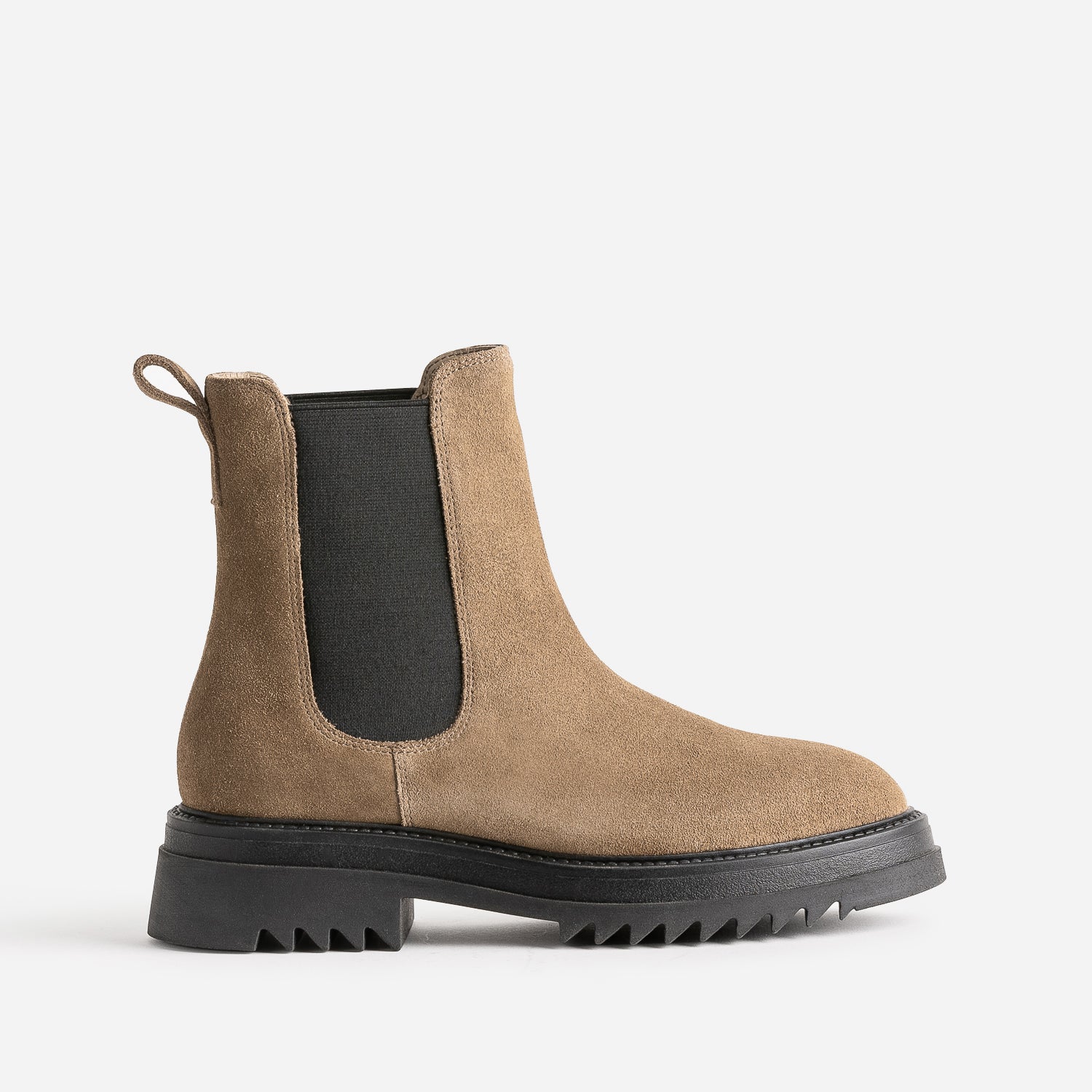 bottes-chelsea-femme-882jtp-1.jpg Chelsea boots TEXTO beige foncé en cuir velours – Image 1
