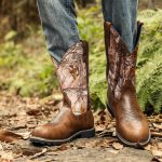 Acheter Bottes de cowboy pour hommes, bottes occidentales brodées, bottes de travail antidérapantes à bout rond et talon épais, bottines rétro mi mollet pour hommes pour le printemps et l'automne | Joom