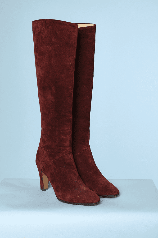 bottes-daim-831mcn.png Bottes en daim bordeaux Céline – Image 1