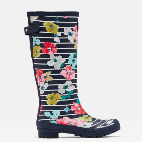 bottes-de-pluie-femme-originales-465bwi-1.jpg bottes pluie pour femme rayées bleues et fleurs – Image 1