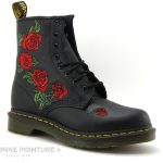 Achat chaussures Dr Martens Femme Boots, vente Dr Martens 1460 VONDA Black 24722001 Bottine noire Roses rouges