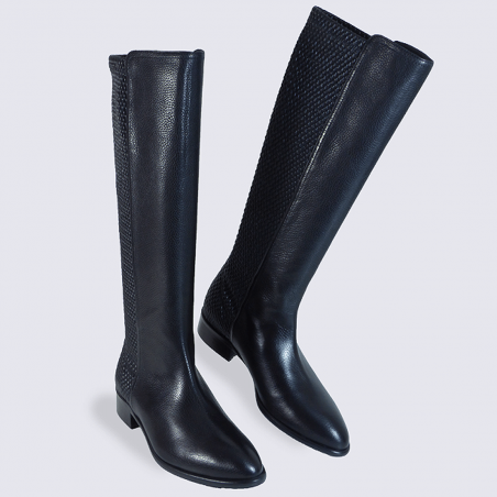 bottes-en-cuir-314oam.png Botte Moda di Fausto, bottes cavalières femme en cuir noir | Igert Chaussure&Maroquinerie – Image 1
