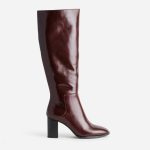 Botte bordeaux cuir à talon