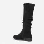 Bottes femmes plates en suédine avec Effet plissé