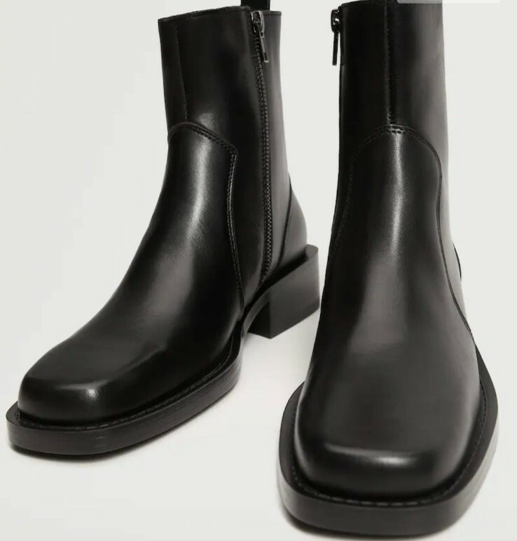bottes-mango-189lzh-1.jpg Bottines femme Mango MNG cuir fermeture éclair 6, neuves avec étiquettes – Image 1