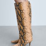 Bottes hautes cuir en imprimé serpent