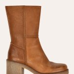 Bottes Femme Bottes Mollets Fins 34 Cm Bottes Mi mollet En Cuir Camel La Fée Maraboutée