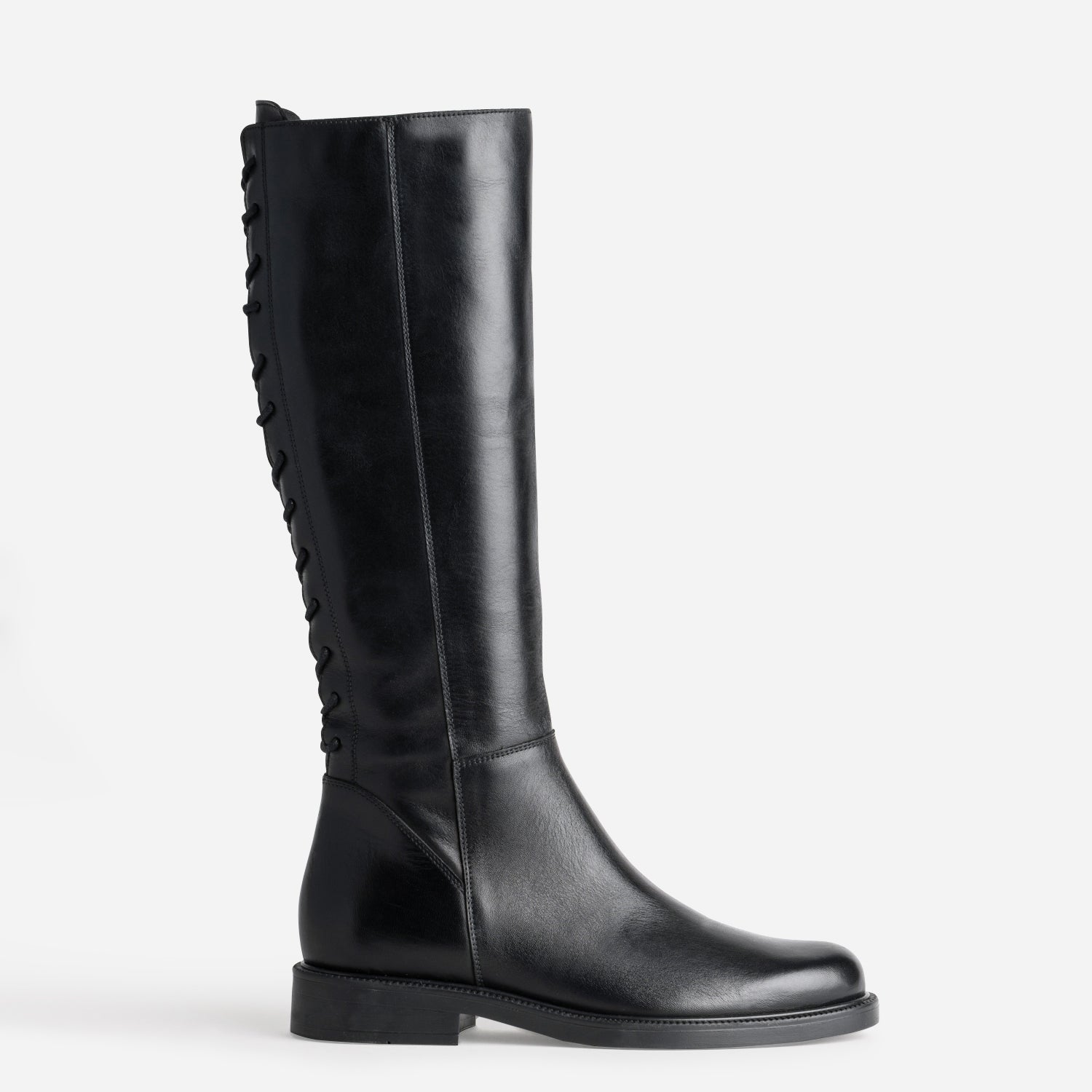 bottes-plates-340sbp-1.jpg Botte noire cuir tige lacée – Image 1