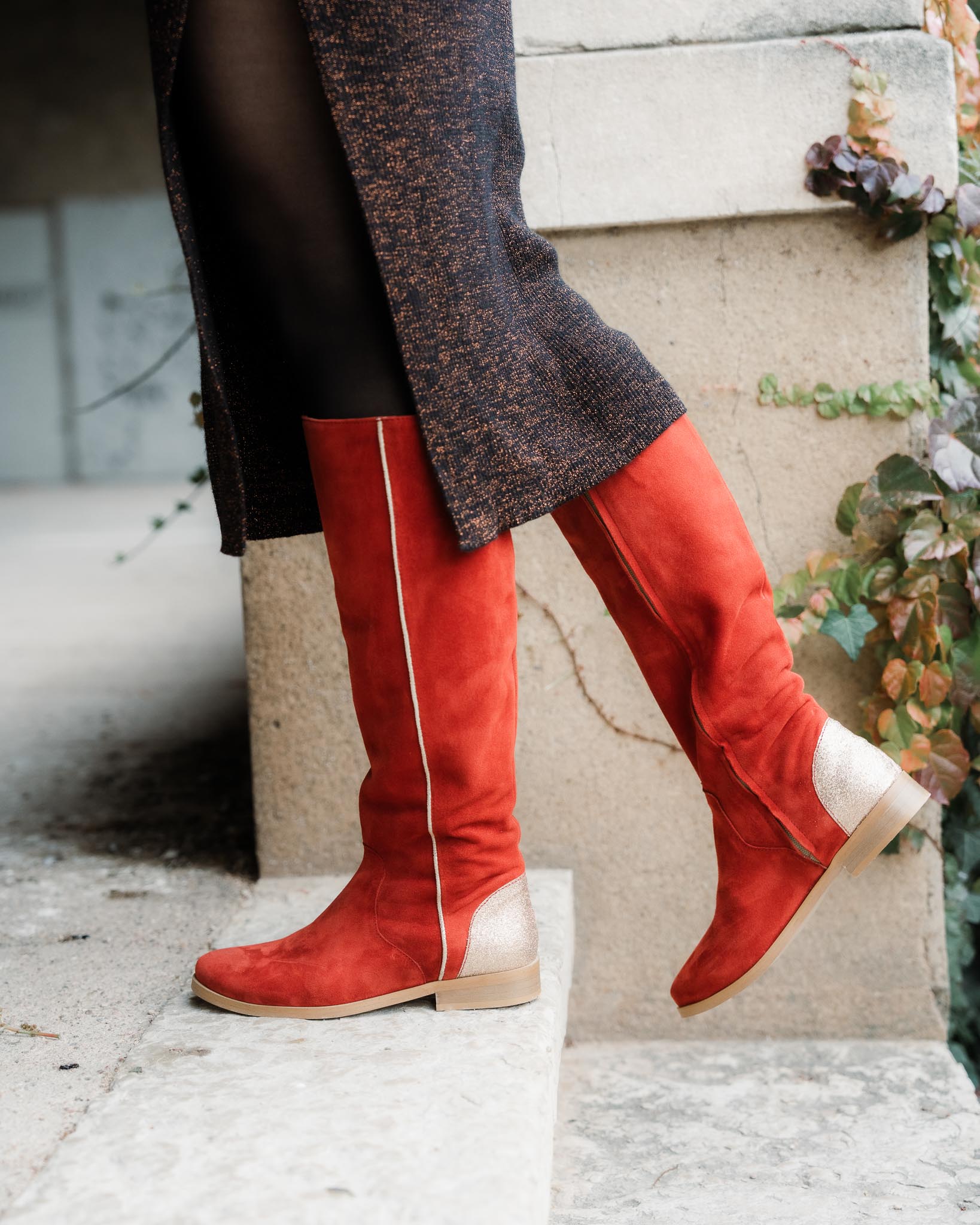bottes-plates-377hrr-1.jpg Bottes plates en velours terracotta | Dessine moi un soulier – Image 1