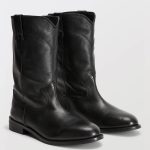 Bottes plates en cuir NOIR pour femme MONOPRIX PREMIUM