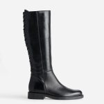 Botte noire cuir tige lacée