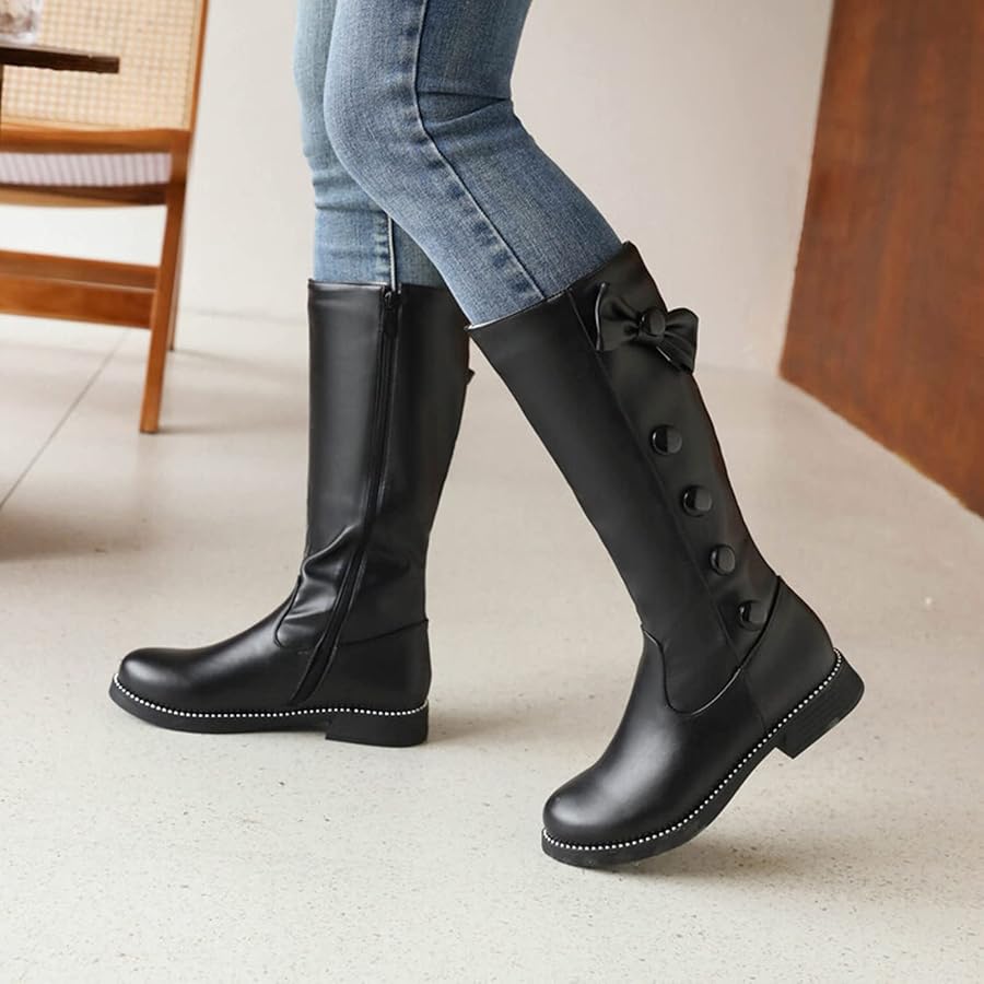 bottes-plates-femme-cuir-291rkf-1.jpg Bottines Femme Bottes en Cuir Comfortable Casual Mode mi Mollet Boots Plates Hiver Chaud élégantes Style Britannique(Le Noir 37)&826 1 : Amazon.fr: Mode – Image 1