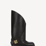 Bottes plates Twist en cuir noir Femme | BALMAIN