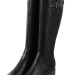 Bottes cavalière habillées femme sur mesure en cuir noir satiné à semelle en cuir plate Florence Kooijman