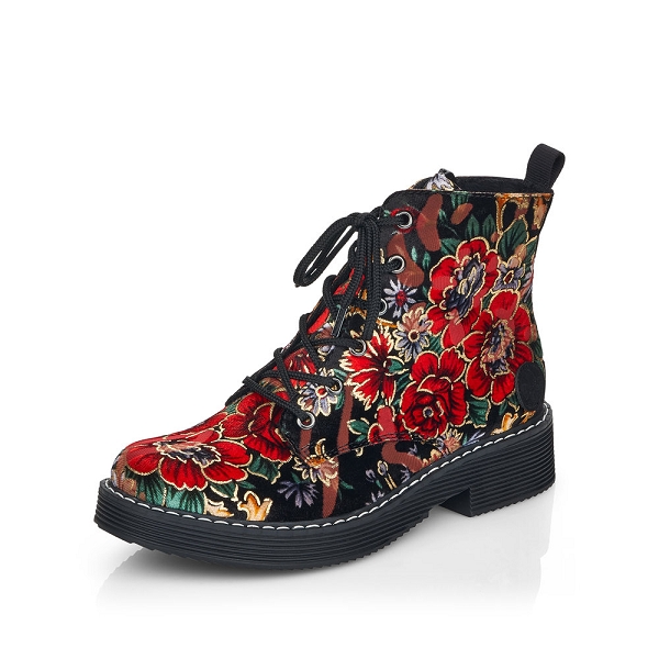 bottes-rieker-femme-660zpm-1.jpg Bottes Motard Femme Rieker – Cuir Lisse, Lacets + Fermeture éclair, Semelle Légère, Largeur Confort G – Image 1