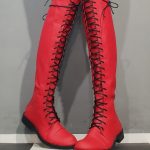 Bottes plates rouges, Bottes hautes en cuir rouges, Chaussures extravagantes, Véritables bottes pour femme, Chaussures gothiques, Bottes longues, Chaussures artisanales Etsy France