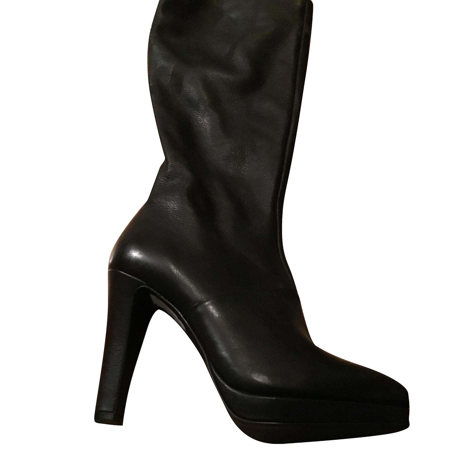 bottes-san-marina-928rya-1.jpg Autre Marque Bottes hautes en cuir San marina noires ref.50398 Joli Closet – Image 1