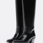 Bottes d'inspiration cowboy noires à tige lisse