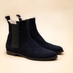 Chelsea boots plate daim bleu marine PIA