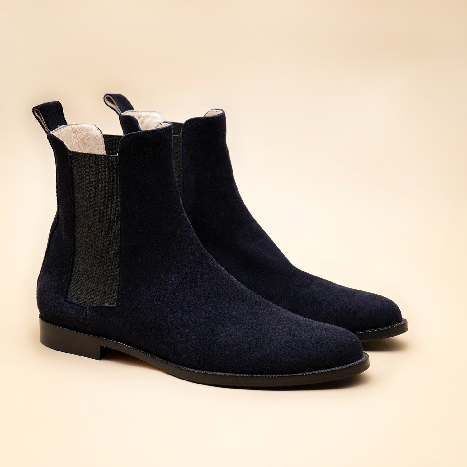 bottines-daim-543edc-1.jpg Chelsea boots plate daim bleu marine PIA – Image 1