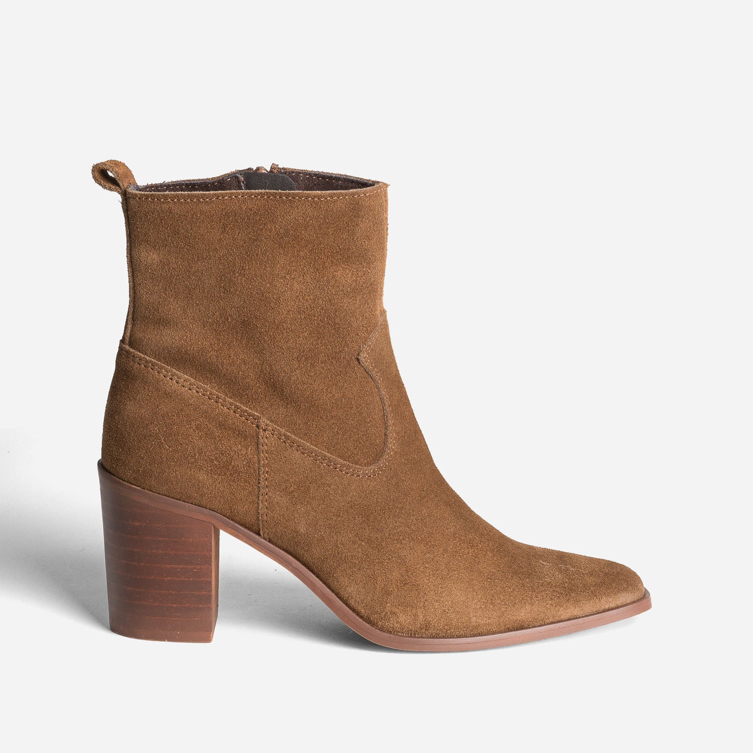 bottines-daim-627agn-1.jpg Boots à talon taupe cuir velours – Image 1